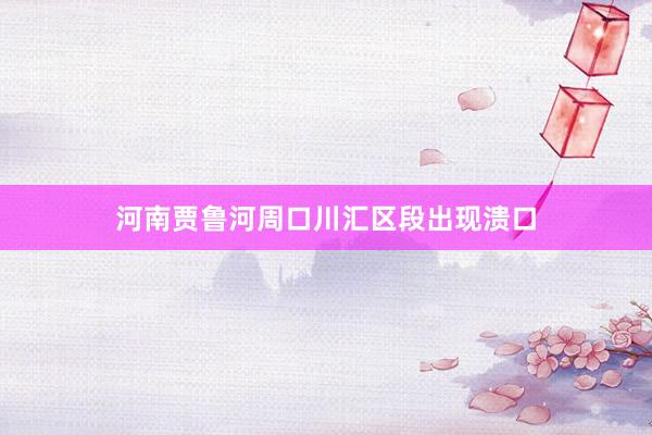 河南贾鲁河周口川汇区段出现溃口