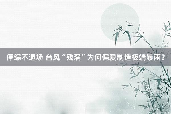 停编不退场 台风“残涡”为何偏爱制造极端暴雨？