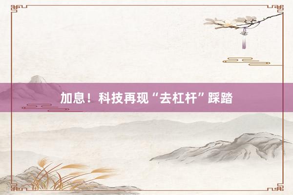 加息！科技再现“去杠杆”踩踏