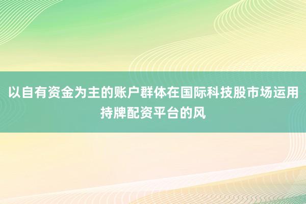 以自有资金为主的账户群体在国际科技股市场运用持牌配资平台的风