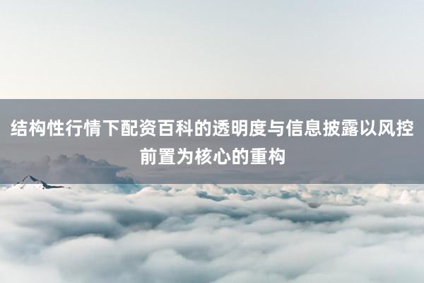 结构性行情下配资百科的透明度与信息披露以风控前置为核心的重构