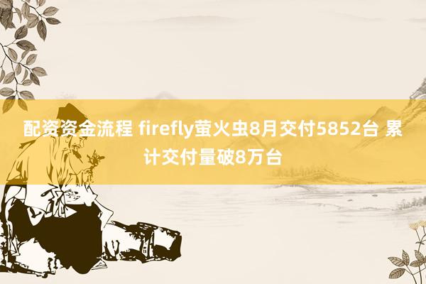 配资资金流程 firefly萤火虫8月交付5852台 累计交付量破8万台