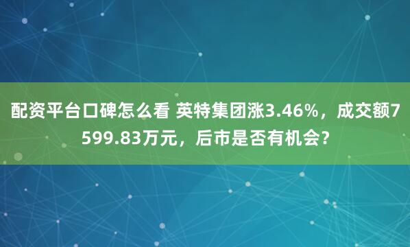 配资平台口碑怎么看 英特集团涨3.46%，成交额7599.83万元，后市是否有机会？