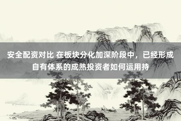 安全配资对比 在板块分化加深阶段中，已经形成自有体系的成熟投资者如何运用持