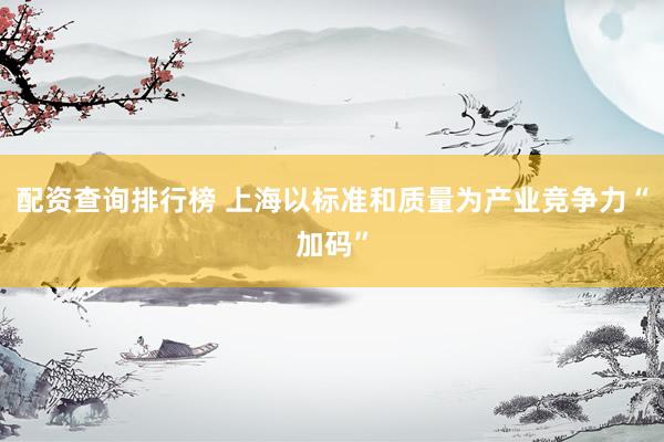 配资查询排行榜 上海以标准和质量为产业竞争力“加码”
