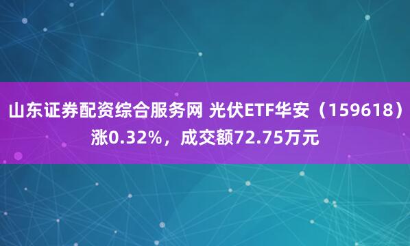 山东证券配资综合服务网 光伏ETF华安（159618）涨0.32%，成交额72.75万元