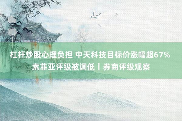 杠杆炒股心理负担 中天科技目标价涨幅超67% 索菲亚评级被调低丨券商评级观察