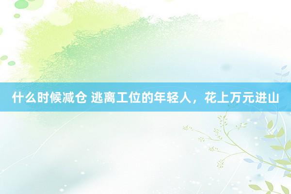 什么时候减仓 逃离工位的年轻人，花上万元进山